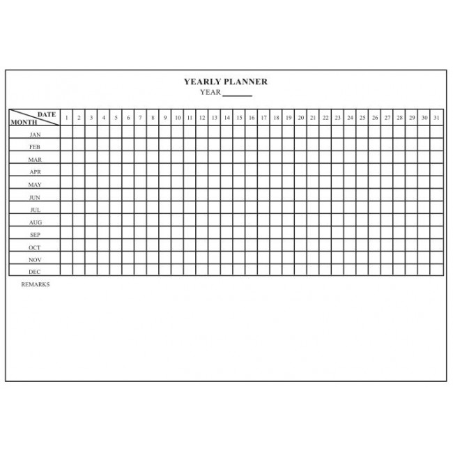 YYP 640 -6' x 4' Yearly Planner  White Board